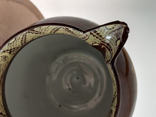 GEORGE 111 PERIOD RARE DARK BROWN AND YELLOW TRANSFER CHINOISERIE PRINT JUG DATING C 1810 1820 - ADDITIONAL PHOTO 13