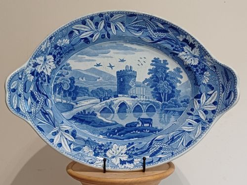 reserved al spode large blue white transfer print tureen stand bridge of lucano circa 1810 to 1815 - CATEGORY: ANTIQUE CERAMICS - DATED 1800