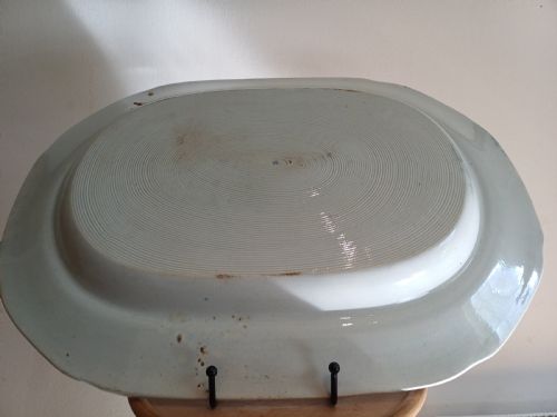 BLUE WHITE TRANSFER PRINT LARGE CHINESE GARDEN MEAT PLATE CIRCA 1840 - ADDITIONAL PHOTO 6