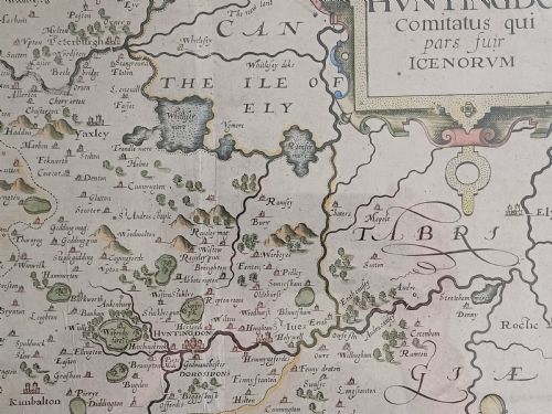 CHRISTOPHER SAXTON HANDCOLOURED MAP OF HUNTINGDON DATING CIRCA 1607 - ADDITIONAL PHOTO 2