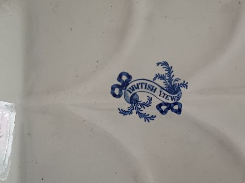 BLUE AND WHITE WATER DOG PATTERN TRANSFER PRINT MEAT DISH WITH GRAVY WELL DATING CIRCA 1825 - ADDITIONAL PHOTO 9