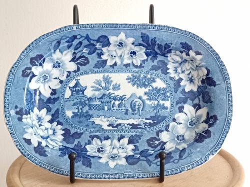 BLUE WHITE ELEPHANT DESIGN TRANSFER PRINT SAUCE TUREEN MATCHING LION HEAD COVER AND MATCHING BASE ROGERS CIRCA 1825 - ADDITIONAL PHOTO 7