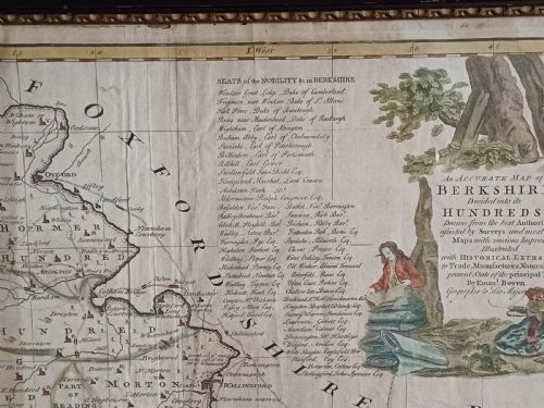 IMPRESSIVE LARGE FRAMED AND GLAZED COLOURED MID18TH CENTURY MAP OF BERKSHIRE BY EMAN BOWEN DATED 1756 - ADDITIONAL PHOTO 2