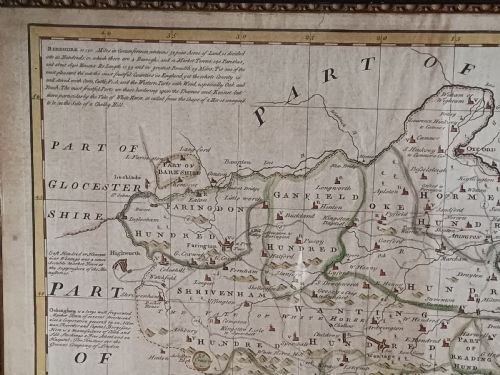 IMPRESSIVE LARGE FRAMED AND GLAZED COLOURED MID18TH CENTURY MAP OF BERKSHIRE BY EMAN BOWEN DATED 1756 - ADDITIONAL PHOTO 4