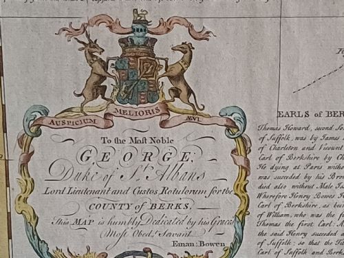 IMPRESSIVE LARGE FRAMED AND GLAZED COLOURED MID18TH CENTURY MAP OF BERKSHIRE BY EMAN BOWEN DATED 1756 - ADDITIONAL PHOTO 14