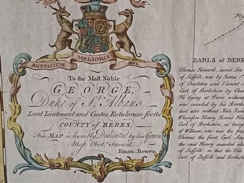 IMPRESSIVE LARGE FRAMED AND GLAZED COLOURED MID18TH CENTURY MAP OF BERKSHIRE BY EMAN BOWEN DATED 1756 - ADDITIONAL PHOTO 15