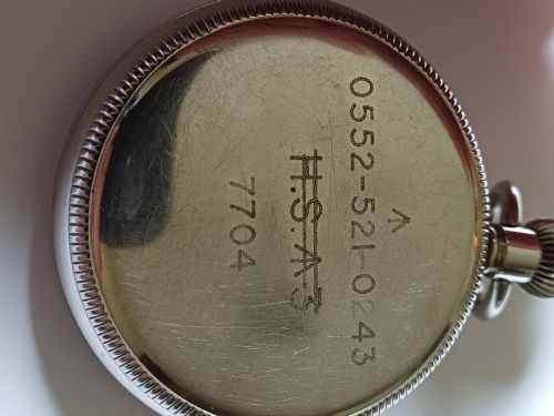 SOLD CL WW2 ZENITH HS3 BRITISH ROYAL NAVY ISSUED POCKET WATCH ISSUE NO 7704 LATER UPDATED WITH DECIMAL DIAL DATING CIRCA 1940 - ADDITIONAL PHOTO 9