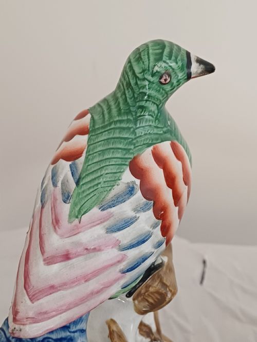 RESERVED AD A RARE PAIR OF STAFFORDSHIRE FIGURES OF A BIRD POSSIBLY A PIGEON OR DOVE SEATED ON A TREE WITH A NEST OF EGGS BELOW EACH ONE IS BRIGHTLY PAINTED AND DATING CIRCA 1860 - ADDITIONAL PHOTO 6