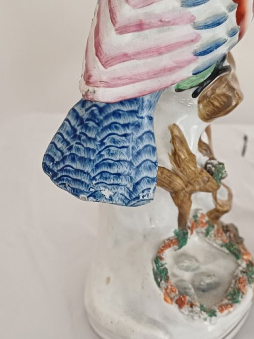 RESERVED AD A RARE PAIR OF STAFFORDSHIRE FIGURES OF A BIRD POSSIBLY A PIGEON OR DOVE SEATED ON A TREE WITH A NEST OF EGGS BELOW EACH ONE IS BRIGHTLY PAINTED AND DATING CIRCA 1860 - ADDITIONAL PHOTO 16