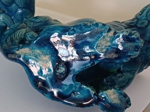 RESERVED MC FOR SALE A FINE PAIR OF JAPANESE TURQUOISE GLAZED SHI SHI DATING TO THE MEIJI PERIOD - ADDITIONAL PHOTO 9