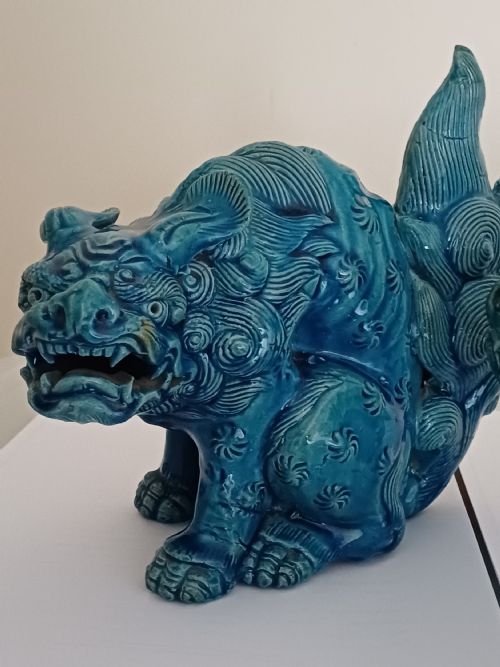RESERVED MC FOR SALE A FINE PAIR OF JAPANESE TURQUOISE GLAZED SHI SHI DATING TO THE MEIJI PERIOD - ADDITIONAL PHOTO 5