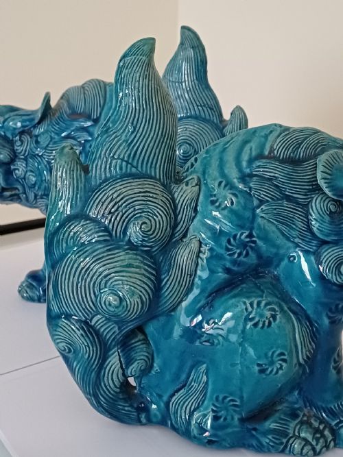 RESERVED MC FOR SALE A FINE PAIR OF JAPANESE TURQUOISE GLAZED SHI SHI DATING TO THE MEIJI PERIOD - ADDITIONAL PHOTO 8