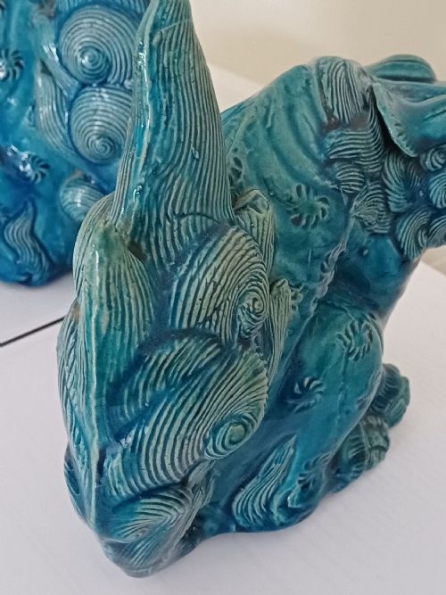RESERVED MC FOR SALE A FINE PAIR OF JAPANESE TURQUOISE GLAZED SHI SHI DATING TO THE MEIJI PERIOD - ADDITIONAL PHOTO 11
