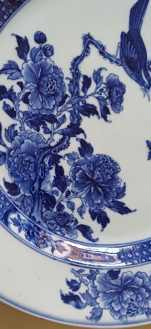 RESERVED PS CHINESE VERY FINELY PAINTED BLUE AND WHITE PLATE DECORATED WITH A SONGBIRD AND INSECTS TO THE CENTRE DATING CIRCA 1765 - ADDITIONAL PHOTO 5