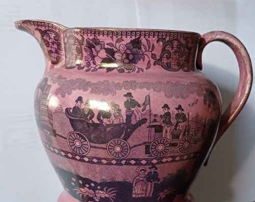 A RARE PINK LUSTRE JUG DEPICTING THE OPENING OF THE LIVERPOOL MANCHESTER RAILWAY DATING CIRCA 1830 - ADDITIONAL PHOTO 1