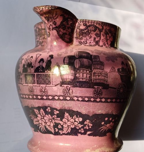 A RARE PINK LUSTRE JUG DEPICTING THE OPENING OF THE LIVERPOOL MANCHESTER RAILWAY DATING CIRCA 1830 - ADDITIONAL PHOTO 7