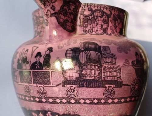 A RARE PINK LUSTRE JUG DEPICTING THE OPENING OF THE LIVERPOOL MANCHESTER RAILWAY DATING CIRCA 1830 - ADDITIONAL PHOTO 9