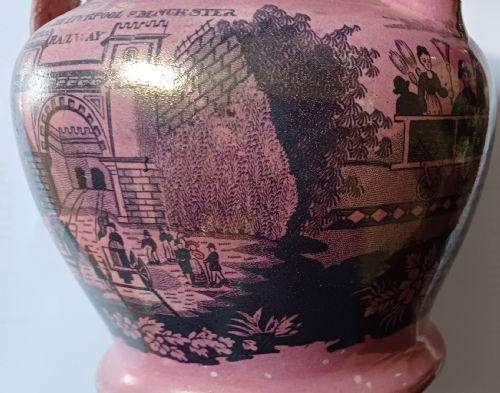A RARE PINK LUSTRE JUG DEPICTING THE OPENING OF THE LIVERPOOL MANCHESTER RAILWAY DATING CIRCA 1830 - ADDITIONAL PHOTO 15