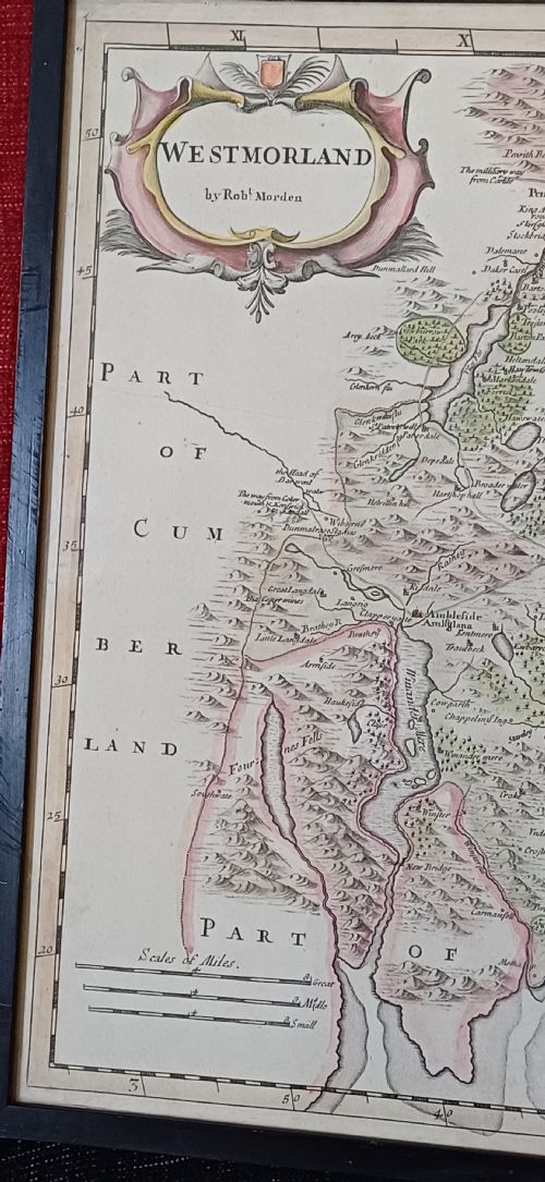 ANTIQUE MAP OF WESTMORLAND BY ROB'T MORDEN EARLY 18TH CENTURY0 - ADDITIONAL PHOTO 8