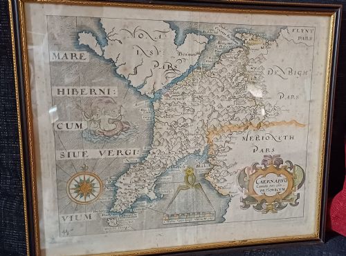 MAP OF CAERNARVONSHIRE BASED ON SAXTON'S 1579 MAP REDUCED BY WILLIAM HOLE FOR CAMDENS BRITANNIA 1637 EDITION - ADDITIONAL PHOTO 1
