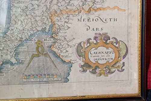 MAP OF CAERNARVONSHIRE BASED ON SAXTON'S 1579 MAP REDUCED BY WILLIAM HOLE FOR CAMDENS BRITANNIA 1637 EDITION - ADDITIONAL PHOTO 6