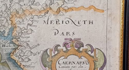 MAP OF CAERNARVONSHIRE BASED ON SAXTON'S 1579 MAP REDUCED BY WILLIAM HOLE FOR CAMDENS BRITANNIA 1637 EDITION - ADDITIONAL PHOTO 9