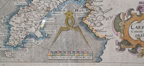 MAP OF CAERNARVONSHIRE BASED ON SAXTON'S 1579 MAP REDUCED BY WILLIAM HOLE FOR CAMDENS BRITANNIA 1637 EDITION - ADDITIONAL PHOTO 13