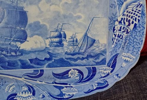 A FANTASTIC ENGLISH EARTHENWARE DISH SHIPPING SERIES DAY SEA BATTLE DATING CIRCA 1820 - ADDITIONAL PHOTO 7