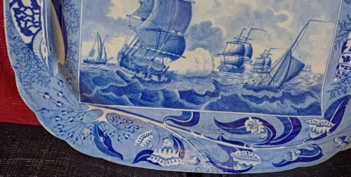 A FANTASTIC ENGLISH EARTHENWARE DISH SHIPPING SERIES DAY SEA BATTLE DATING CIRCA 1820 - ADDITIONAL PHOTO 9