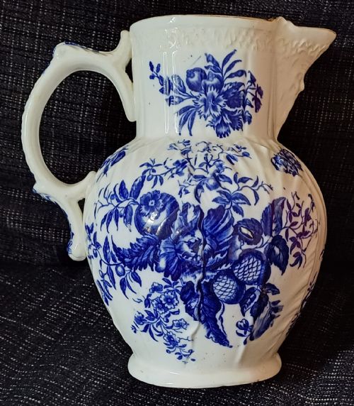 CAUGHLEY COALPORT TRANSITIONAL BLUE AND WHITE MASK HEAD JUG IN THE PINE CONE DECORATION DATING CIRCA 1800 - ADDITIONAL PHOTO 4