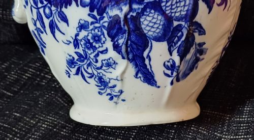 CAUGHLEY COALPORT TRANSITIONAL BLUE AND WHITE MASK HEAD JUG IN THE PINE CONE DECORATION DATING CIRCA 1800 - ADDITIONAL PHOTO 8