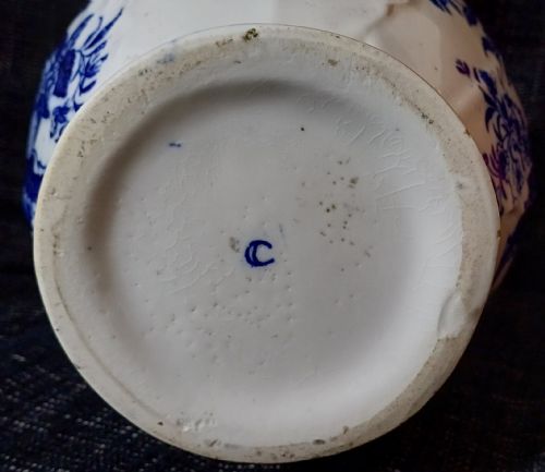 CAUGHLEY COALPORT TRANSITIONAL BLUE AND WHITE MASK HEAD JUG IN THE PINE CONE DECORATION DATING CIRCA 1800 - ADDITIONAL PHOTO 17