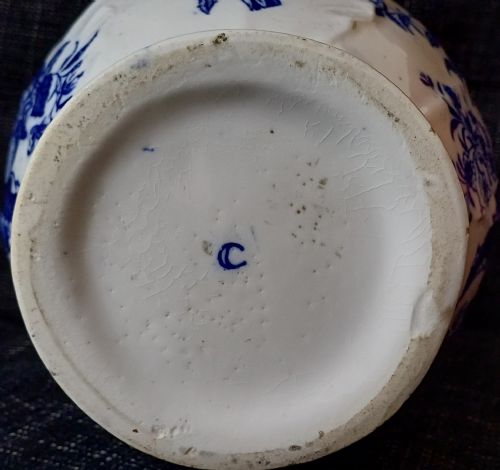 CAUGHLEY COALPORT TRANSITIONAL BLUE AND WHITE MASK HEAD JUG IN THE PINE CONE DECORATION DATING CIRCA 1800 - ADDITIONAL PHOTO 19