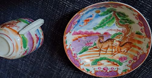 CHINESE 18TH CENTURY TEA BOWL SAUCER DECORATED WITH AN AUSPICIOUS FIVE BLESSINGS SCENE IN THE MANDARIN PALLET DATING CIRCA 1760 - ADDITIONAL PHOTO 10