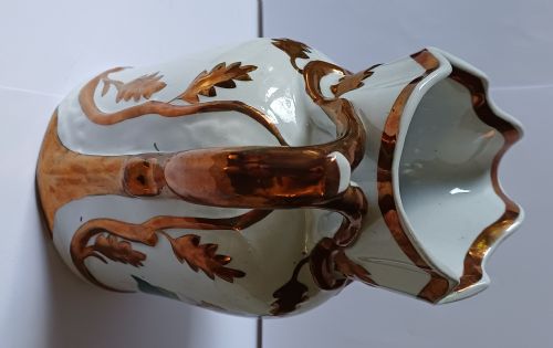 LIVESLEY POWELL CO LUSTERWARE BOTANICAL IRONSTONE CHINA JUG DATING CIRCA 1855 - ADDITIONAL PHOTO 3
