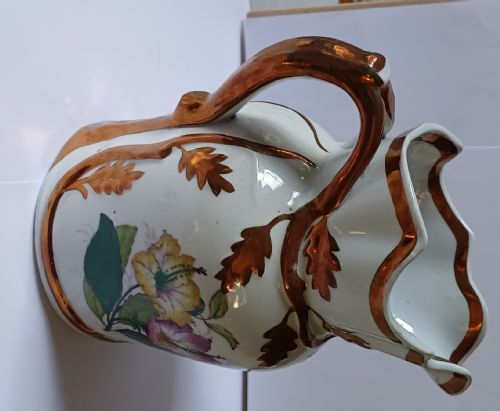 LIVESLEY POWELL CO LUSTERWARE BOTANICAL IRONSTONE CHINA JUG DATING CIRCA 1855 - ADDITIONAL PHOTO 4