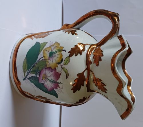 LIVESLEY POWELL CO LUSTERWARE BOTANICAL IRONSTONE CHINA JUG DATING CIRCA 1855 - ADDITIONAL PHOTO 5