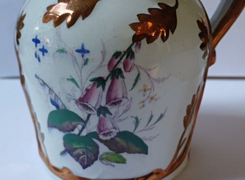 LIVESLEY POWELL CO LUSTERWARE BOTANICAL IRONSTONE CHINA JUG DATING CIRCA 1855 - ADDITIONAL PHOTO 12