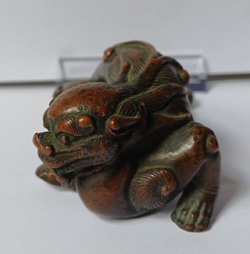 RESERVED JMCHINESE BRONZE FABULOUS BEAST SCROLL WEIGHT 17TH18TH CENTURY - ADDITIONAL PHOTO 1