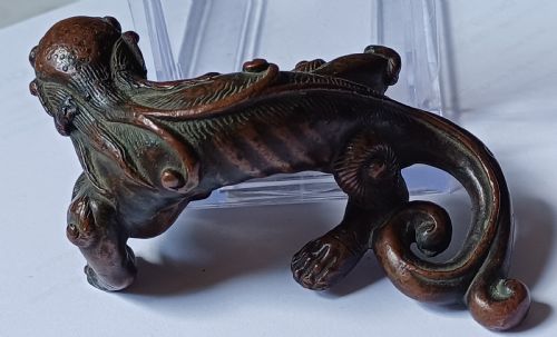 RESERVED JMCHINESE BRONZE FABULOUS BEAST SCROLL WEIGHT 17TH18TH CENTURY - ADDITIONAL PHOTO 3