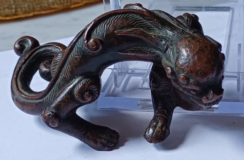 RESERVED JMCHINESE BRONZE FABULOUS BEAST SCROLL WEIGHT 17TH18TH CENTURY - ADDITIONAL PHOTO 4