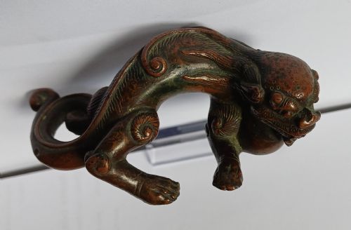 RESERVED JMCHINESE BRONZE FABULOUS BEAST SCROLL WEIGHT 17TH18TH CENTURY - ADDITIONAL PHOTO 5