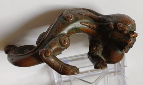 RESERVED JMCHINESE BRONZE FABULOUS BEAST SCROLL WEIGHT 17TH18TH CENTURY - ADDITIONAL PHOTO 6