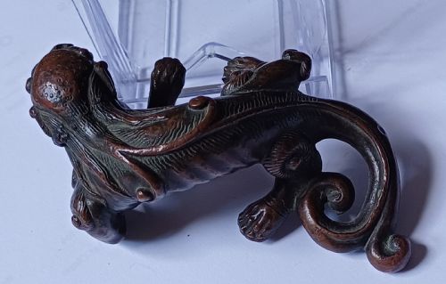 RESERVED JMCHINESE BRONZE FABULOUS BEAST SCROLL WEIGHT 17TH18TH CENTURY - ADDITIONAL PHOTO 7
