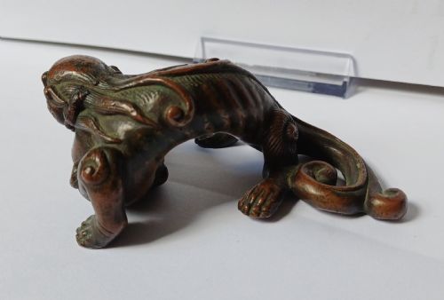 RESERVED JMCHINESE BRONZE FABULOUS BEAST SCROLL WEIGHT 17TH18TH CENTURY - ADDITIONAL PHOTO 10