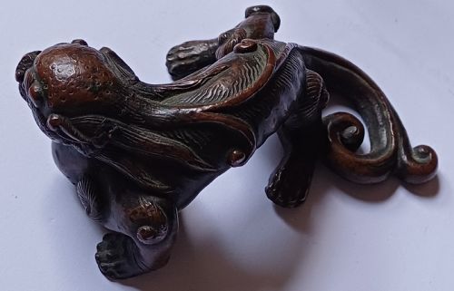 RESERVED JMCHINESE BRONZE FABULOUS BEAST SCROLL WEIGHT 17TH18TH CENTURY - ADDITIONAL PHOTO 12