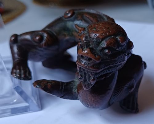 RESERVED JMCHINESE BRONZE FABULOUS BEAST SCROLL WEIGHT 17TH18TH CENTURY - ADDITIONAL PHOTO 14