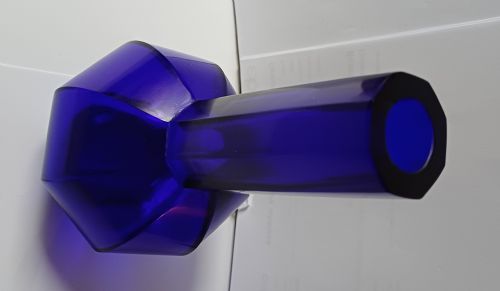 CHINESE PEKING OCTAGONAL BLUE GLASS BOTTLE VASE CIRCA 20TH CENTURY - ADDITIONAL PHOTO 12