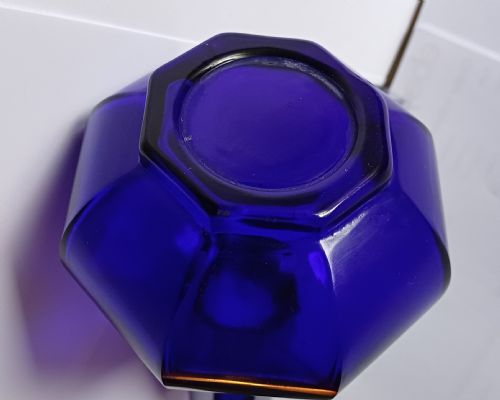 CHINESE PEKING OCTAGONAL BLUE GLASS BOTTLE VASE CIRCA 20TH CENTURY - ADDITIONAL PHOTO 13
