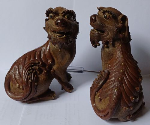 PAIR OF CHINESE SHIWAN BUDDHISTIC LION DOGS FOO DOGS LATE 19THEARLY 20TH CENTURY - ADDITIONAL PHOTO 1